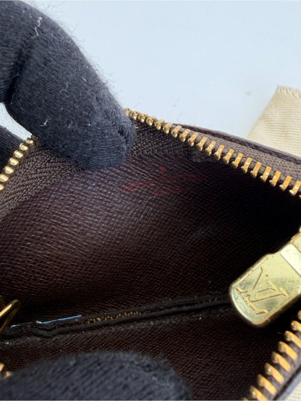 Louis Vuitton Damier Ebene Key Coin Pouch Cles Brown